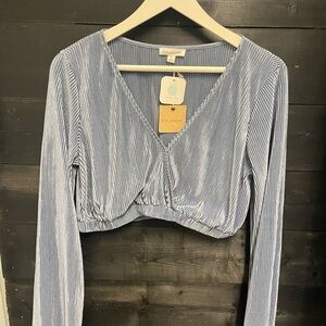 Blu Pepper Striped Blue Crop Top and long skirt